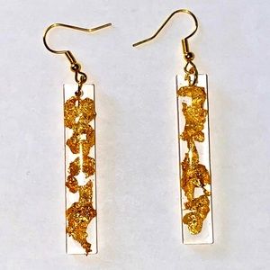 Handmade resin gold flake earrings